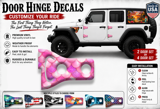 Pink mermaid scales Door hinge decals 93