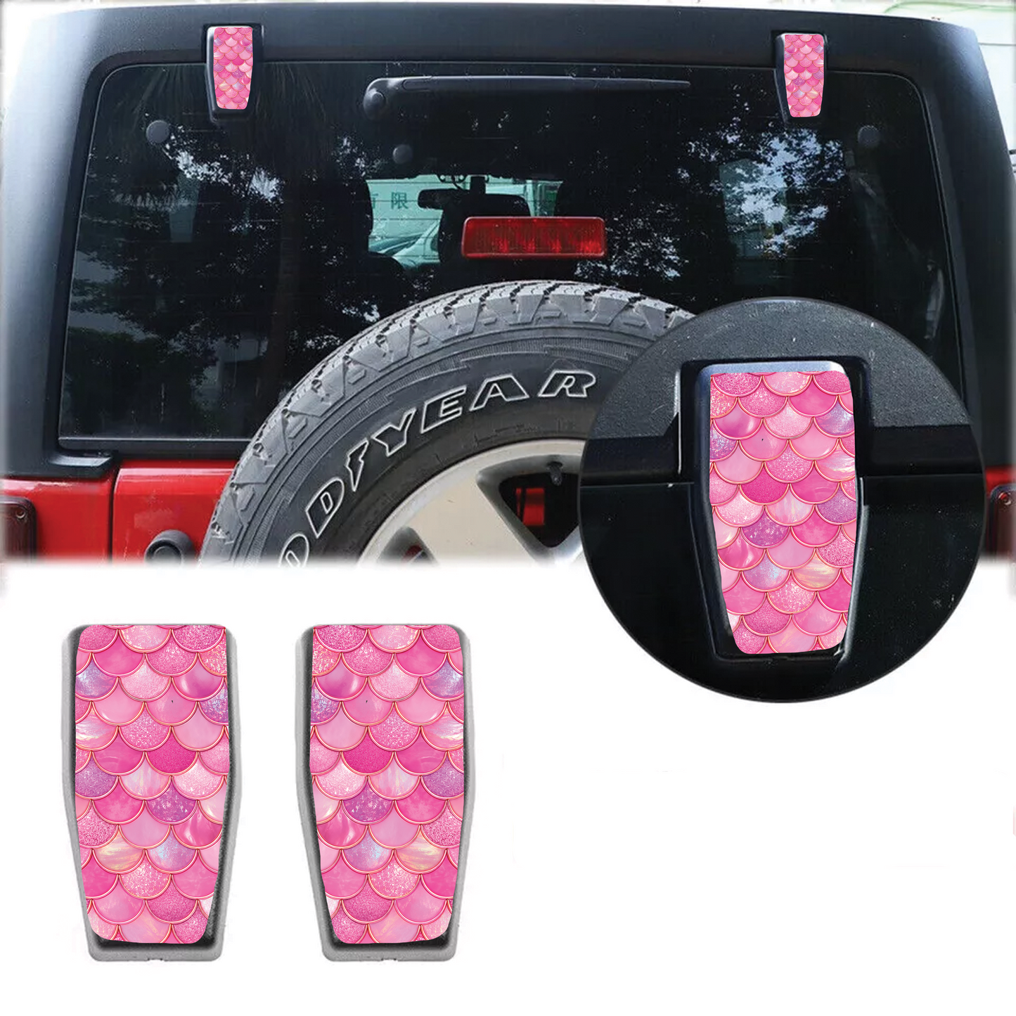 Pink mermaid scales Rear liftgate hinge overlay decal 93