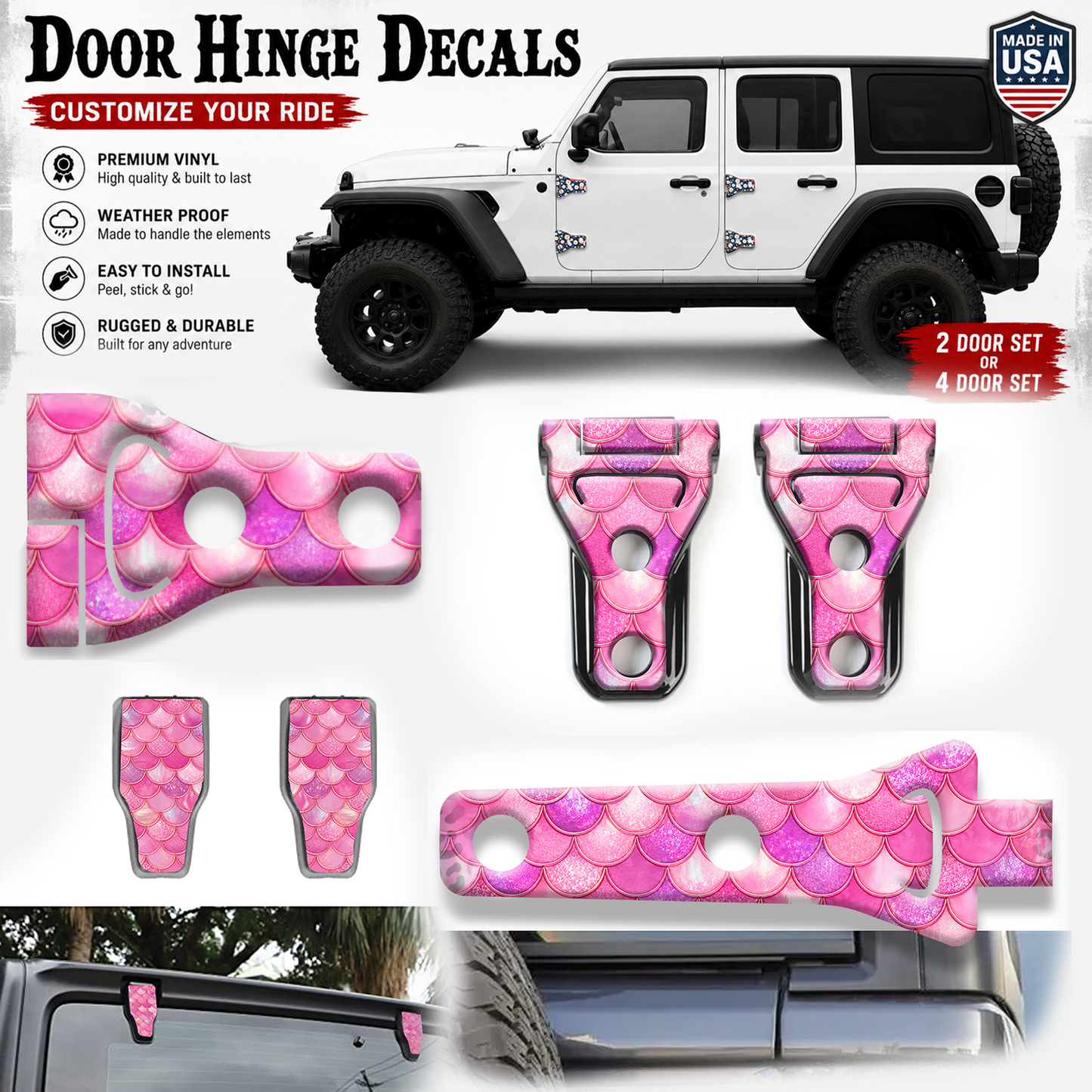 Pink mermaid scales print hinge bundle 93