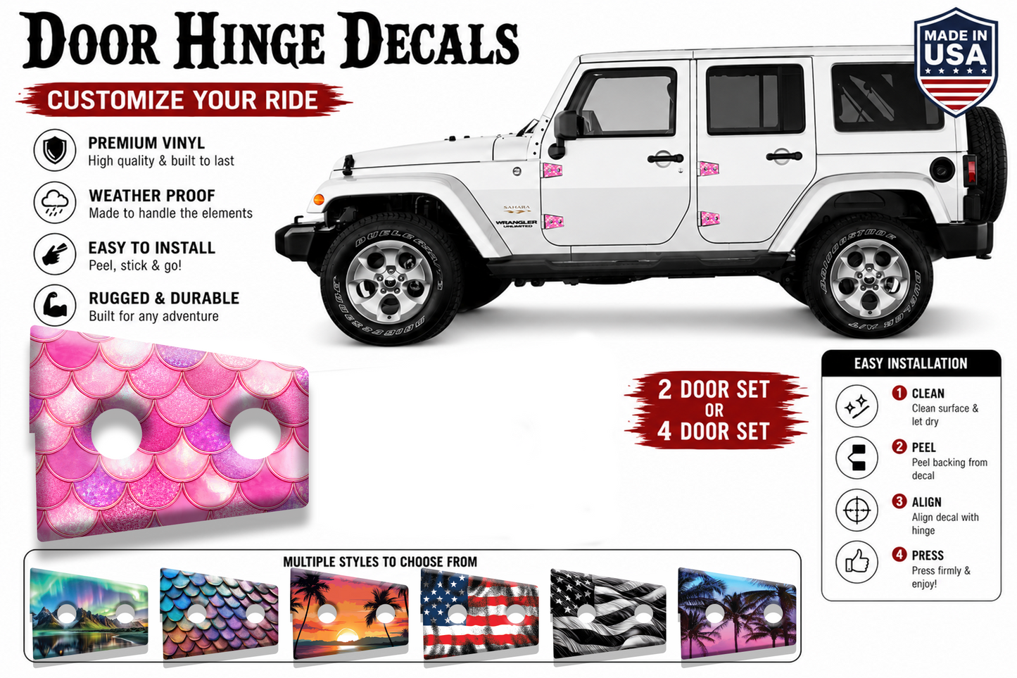 Pink mermaid scales print hinge bundle 93