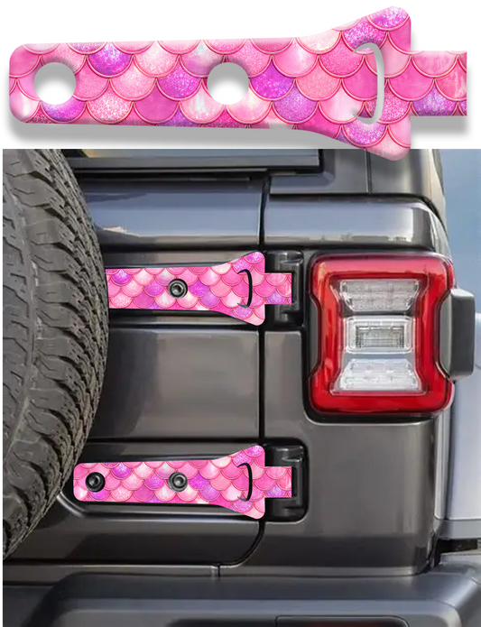 Rear gate hinge decal Pink mermaid scales print 93