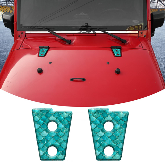 Teal mermaid scales hood hinge overlay decals 93t