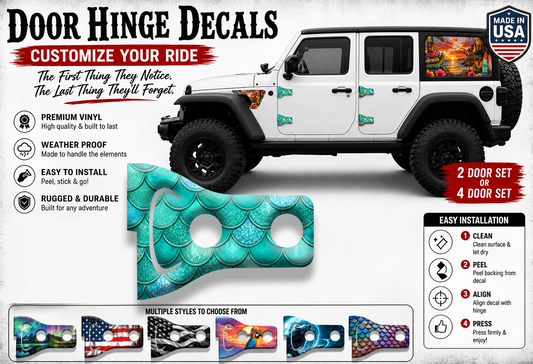 Teal mermaid scales Door hinge decals 93t