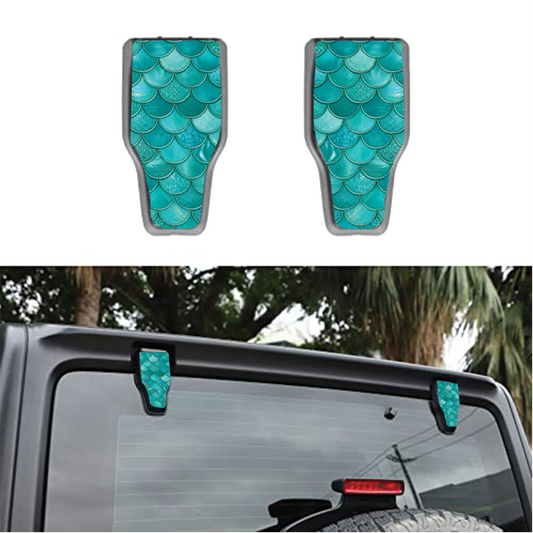 Teal mermaid scales Rear liftgate hinge overlay decal 93t