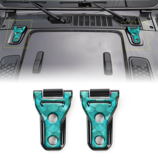 Teal mermaid scales hood hinge overlay decals 93t
