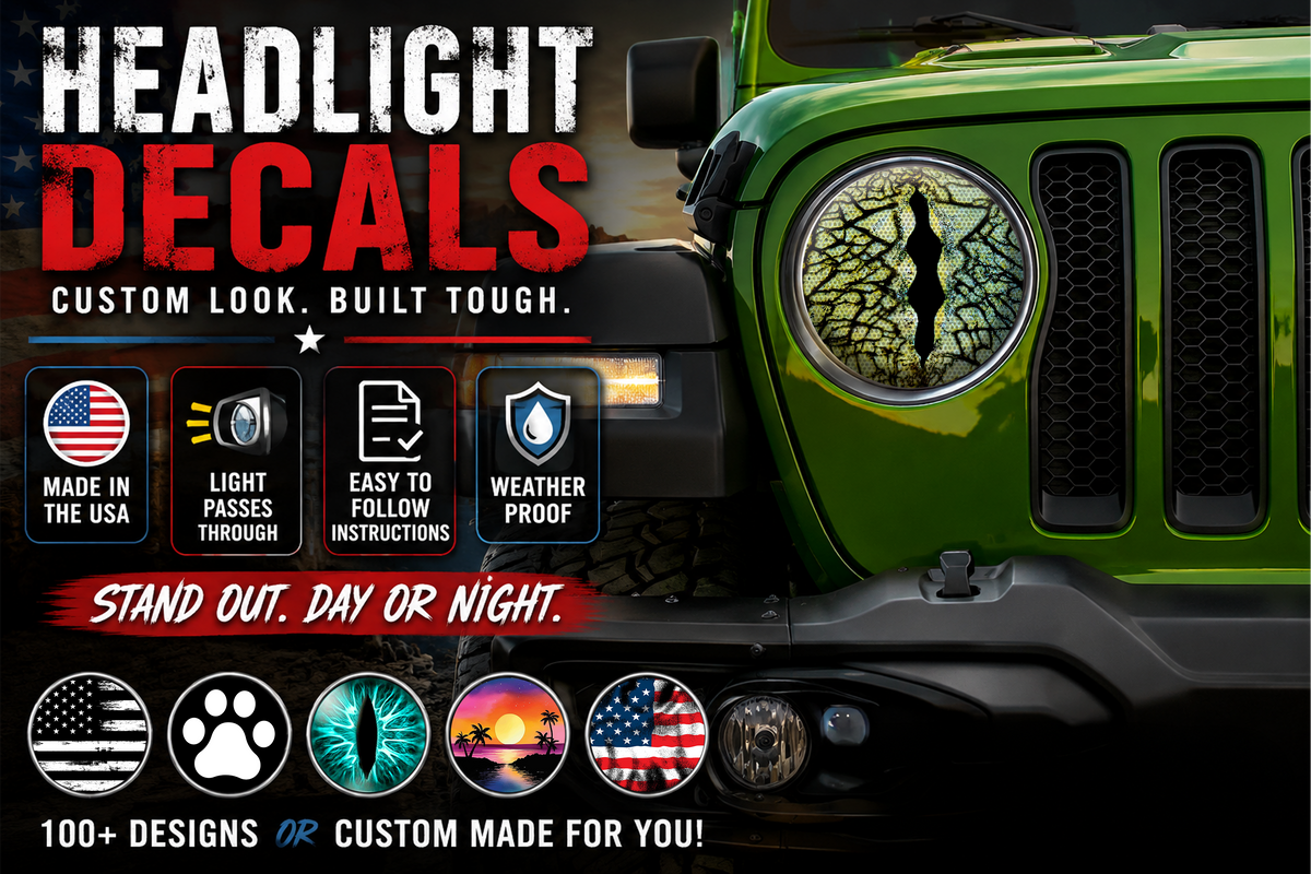 Green Lizard eyes headlight decals 34
