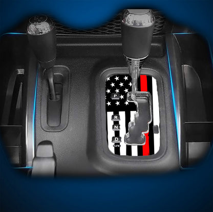 American flag fire and White JK Shifter decal