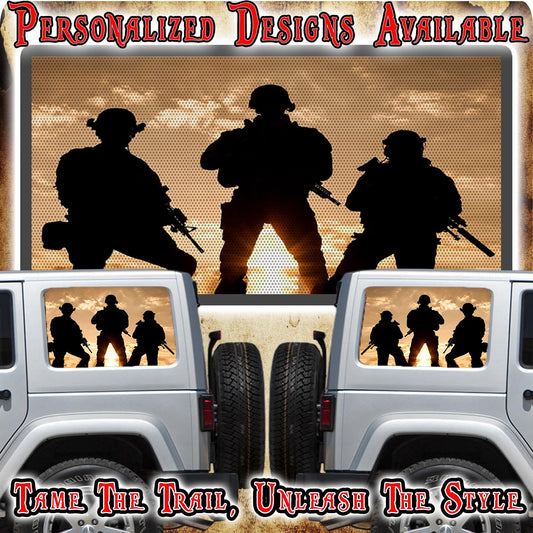 Three brothers Rear quarter window see through graphic.