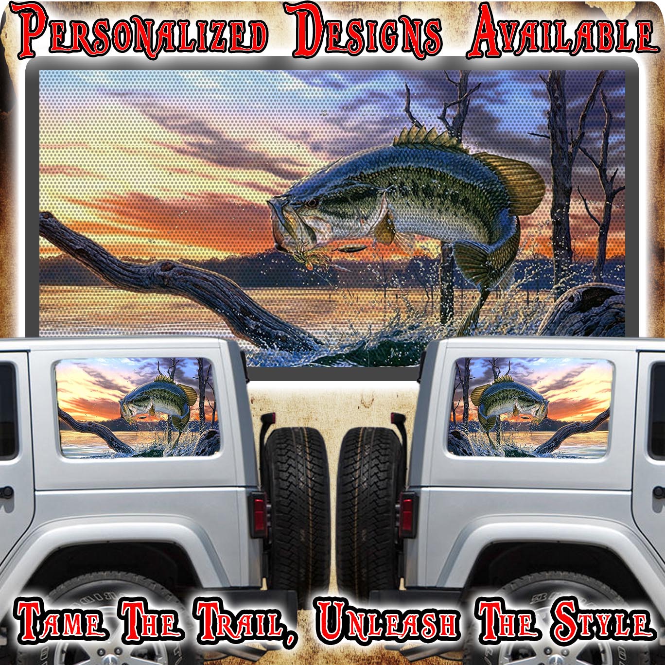 Largemouth bass Rear quarter window see through graphic.