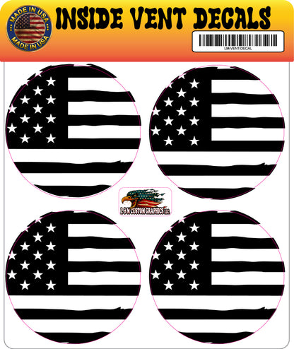 Inside vent decals Black and white flag