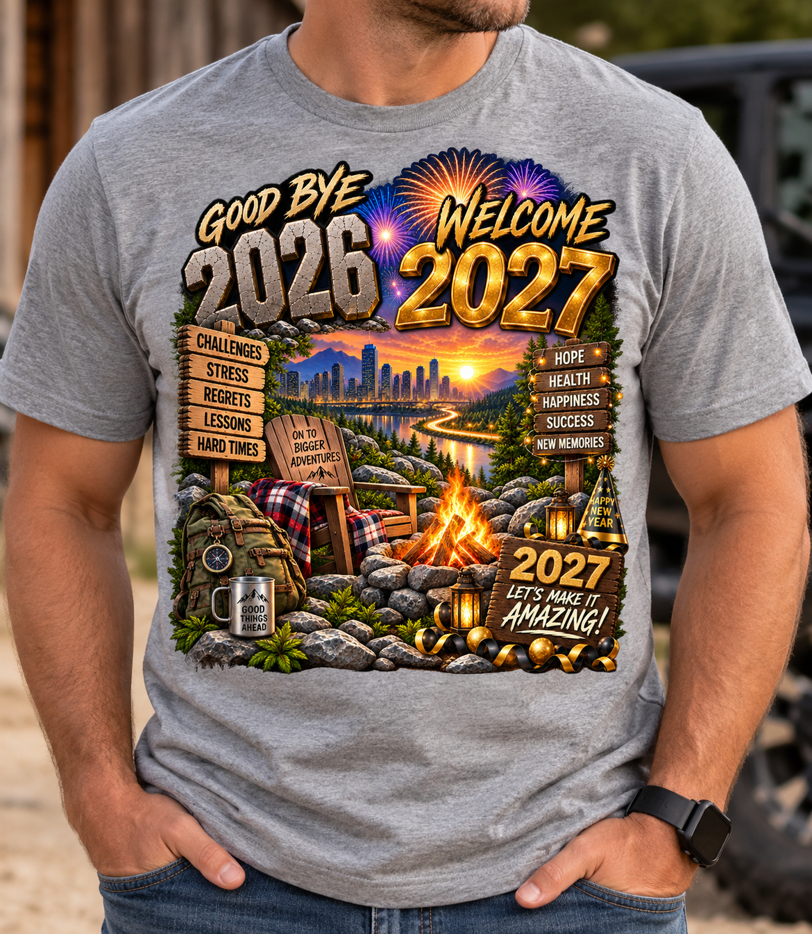 Goodbye 2026 Welcome 2027 New Year Adventure T-Shirt