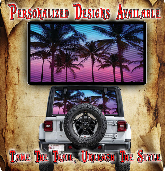 Beach sunrise Rear window see through graphic.