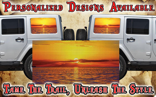 Amazing sunset Rear quarter window see through graphic.
