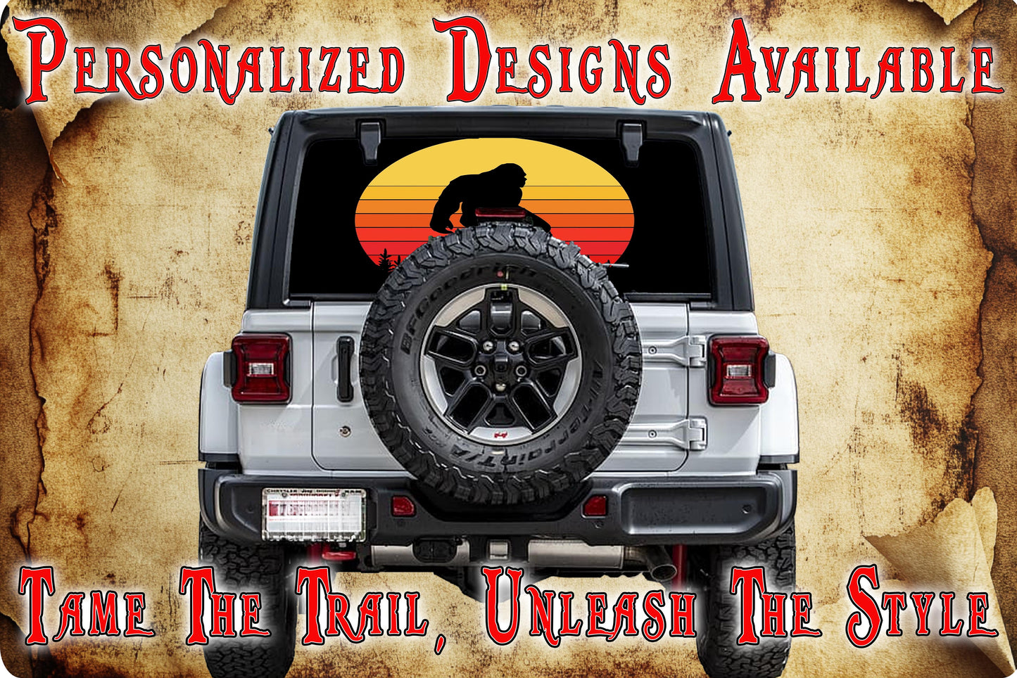 Bigfoot rear window see through graphic.