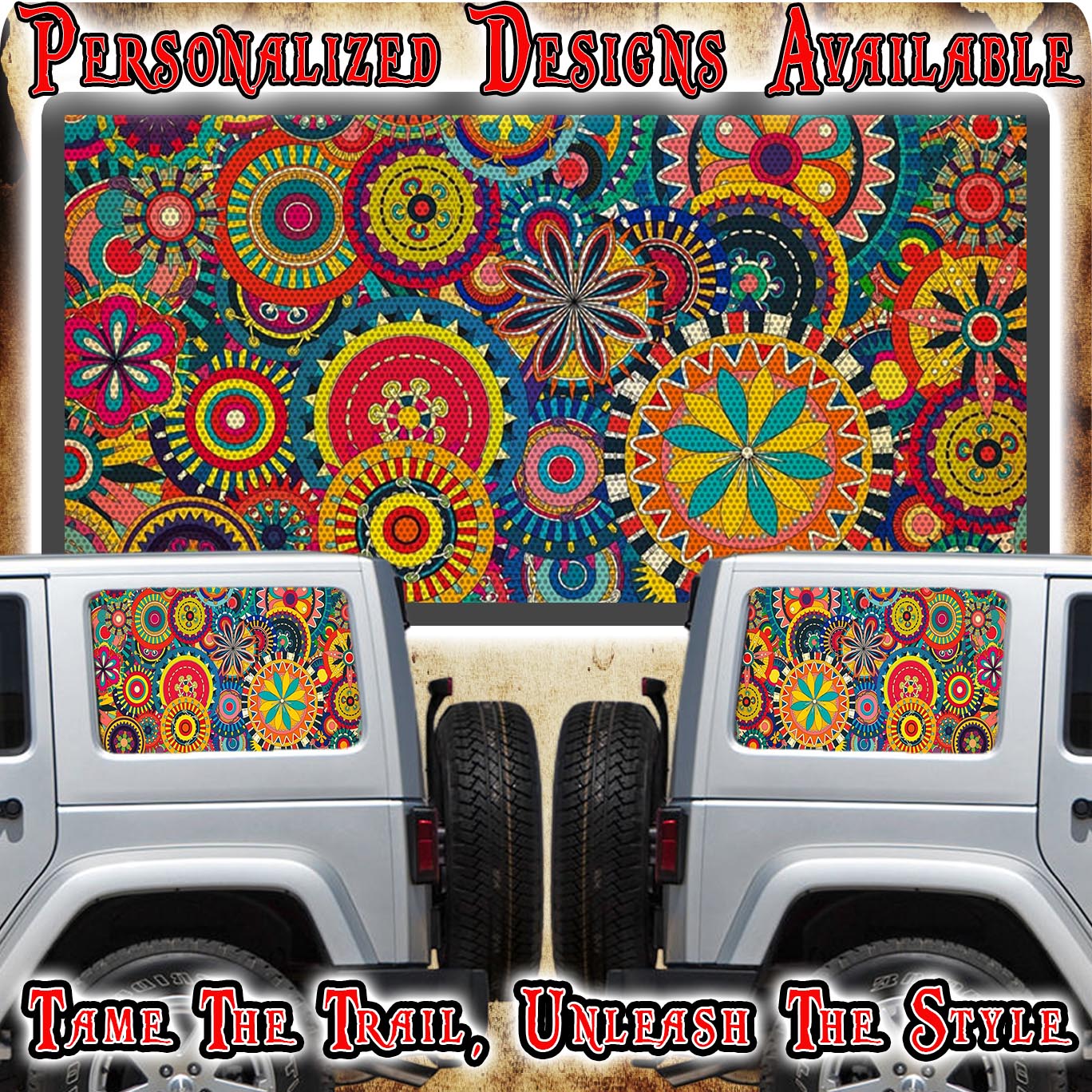 Hippy Rear quarter window see through graphic.