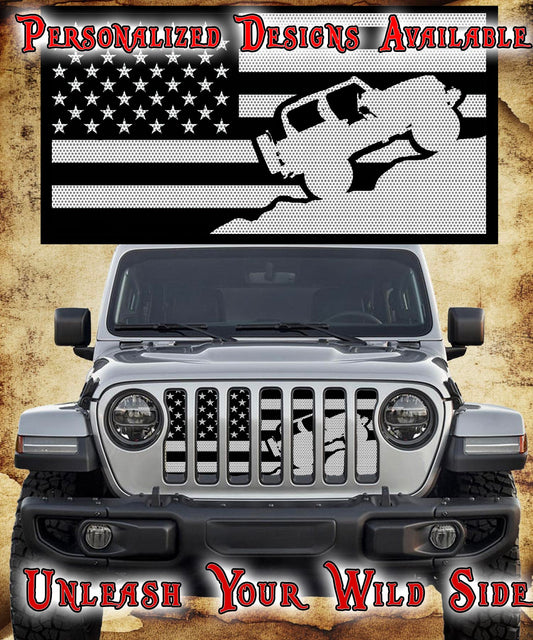 Black and White Crawler Flag grill insert