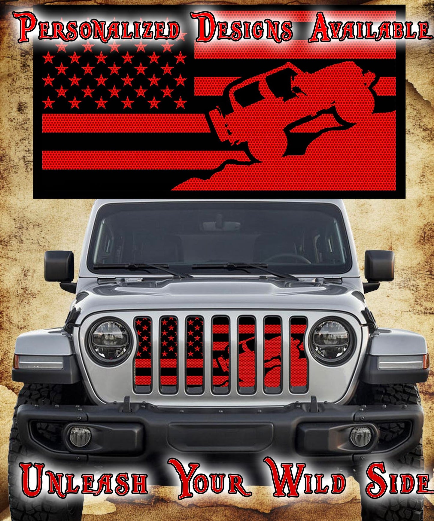Red Crawler Flag grill insert