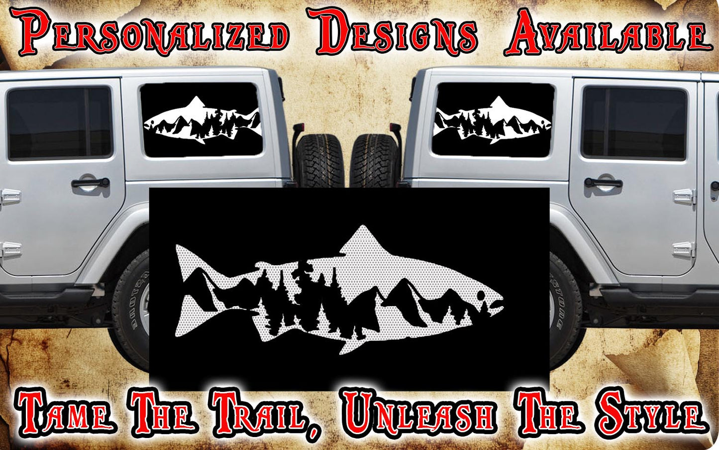 Shark Rear quarter window see through graphic.