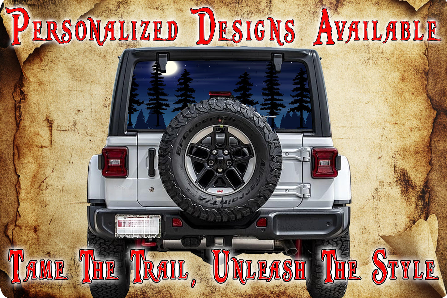 Bigfoot rear window see through graphic.