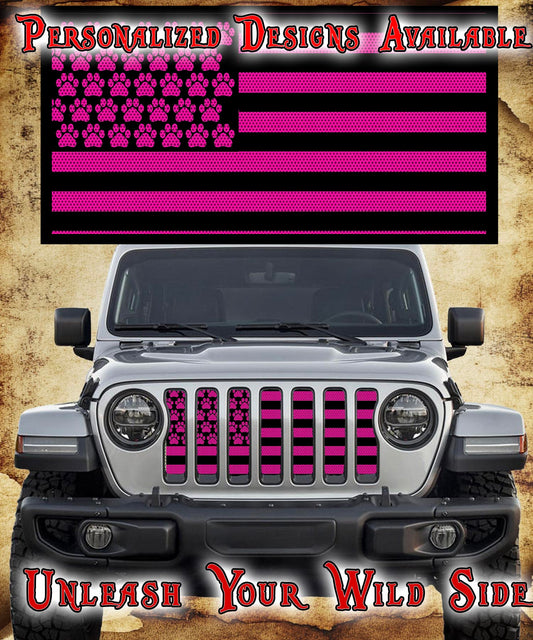 Black and Pink Dog Paw Flag