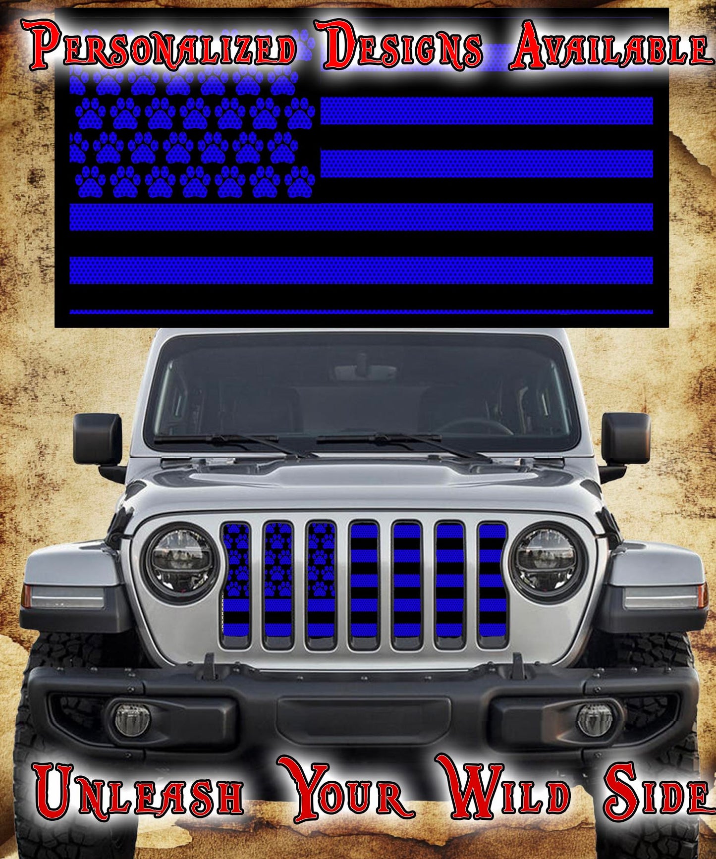 Black and Blue Dog Paw Flag