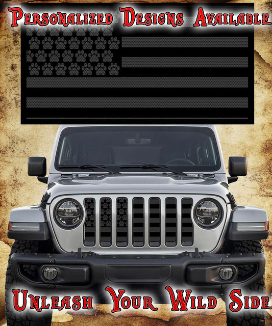 Black and Dark Gray Dog Paw Flag