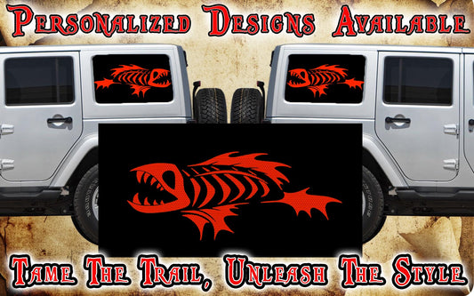 Blue Bone fish Rear quarter window see through graphic.