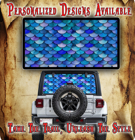 mermaid scale Rear window see through graphic.