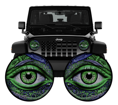 Real eye green headlight decals