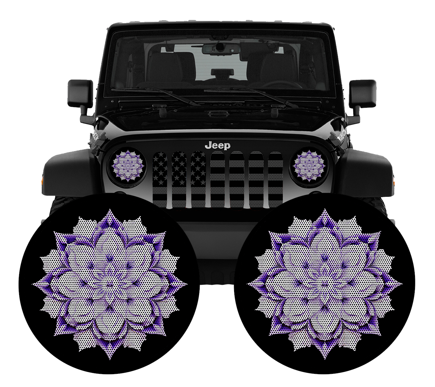 Flower purple headlight decals