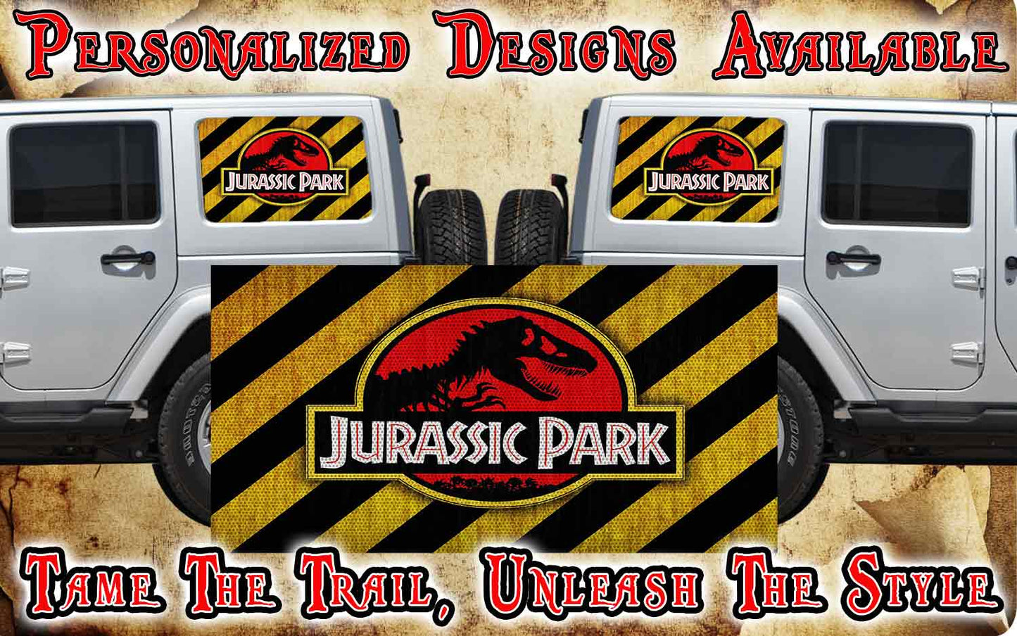 JURASSIC PARK Rear quarter window see through graphic.