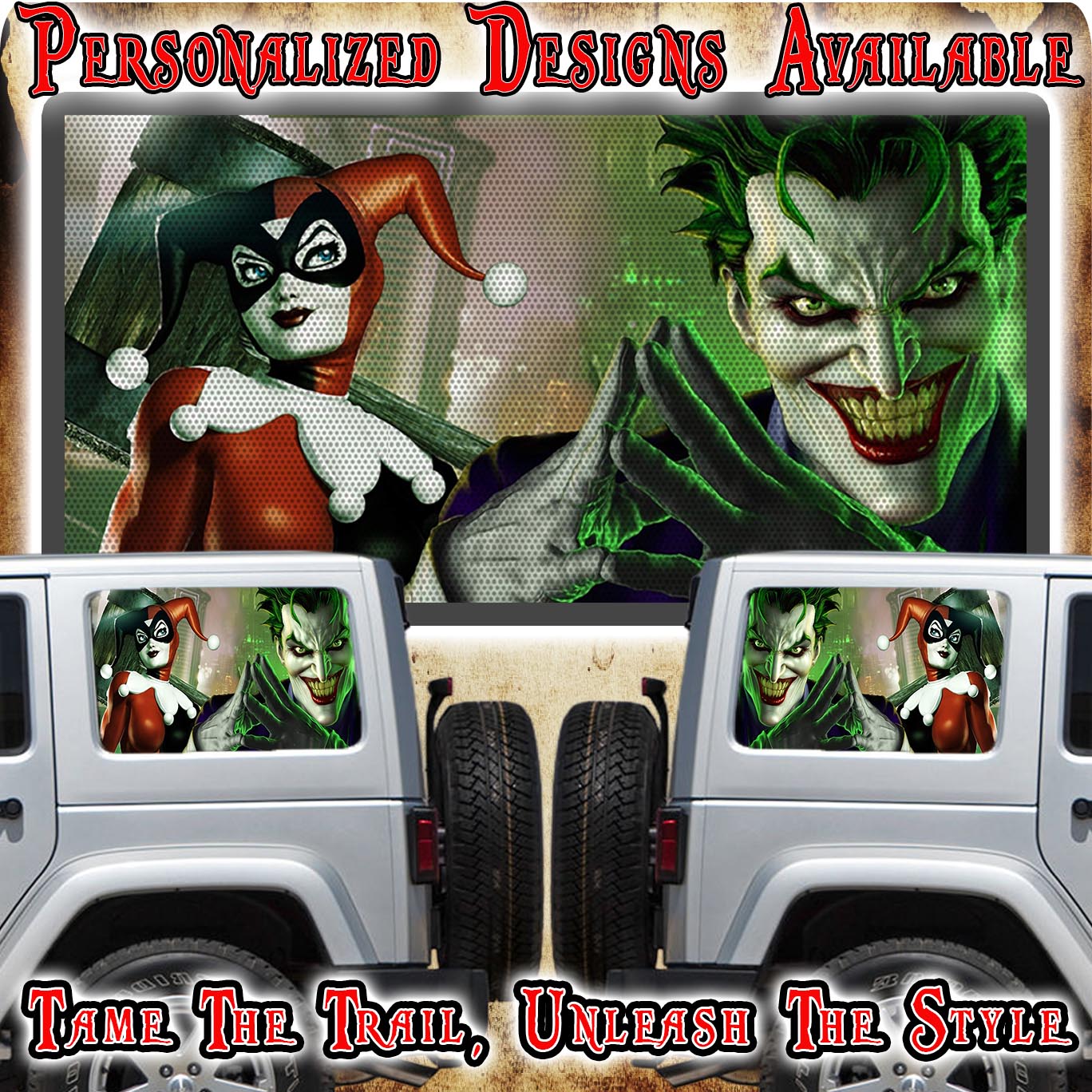 Joker Rear quarter window see through graphic.