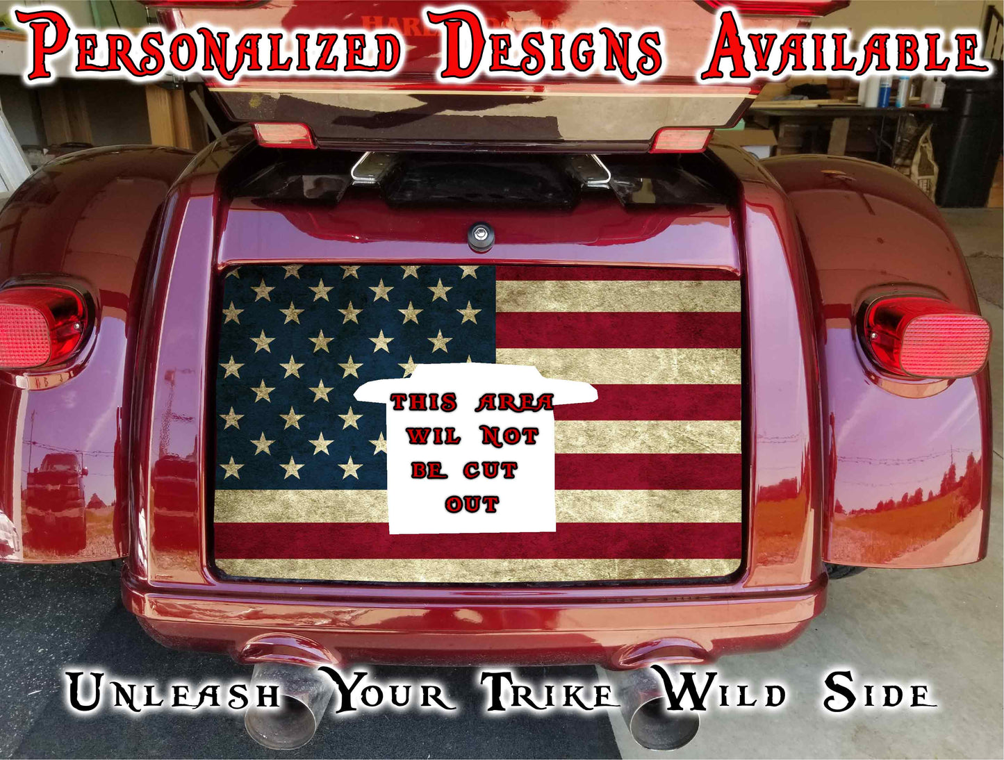 Antique flag Harley Davidson Tri Glide trunk decal