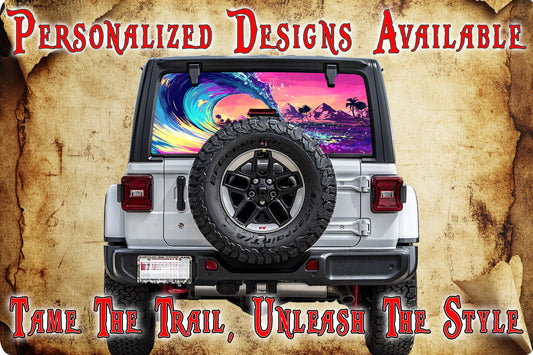 Beach sunrise Rear window see through graphic.