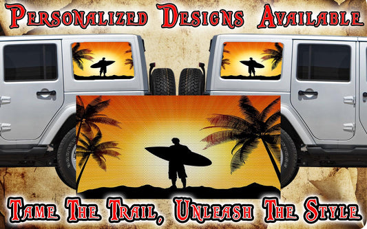 Surfing Rear quarter window see through graphic.