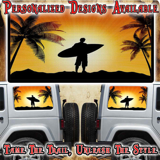 Surfing Rear quarter window see through graphic.