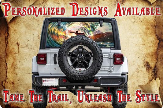 Beach sunrise Rear window see through graphic.