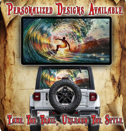 Beach sunrise Rear window see through graphic.