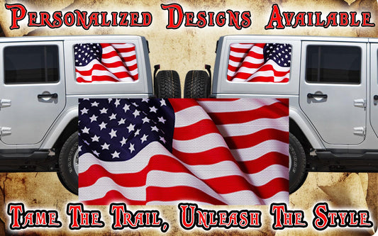 Americain flag Rear quarter window see through graphic.