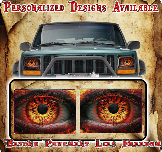 Fire eyes scales decals for YJ or 5x7 headlights