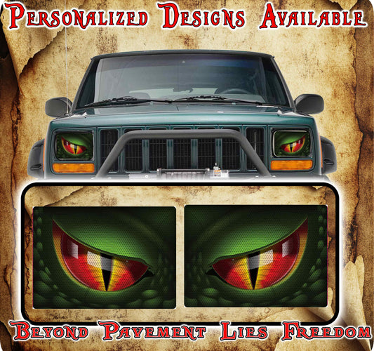 Dino Eye decals for YJ or 5x7 headlights