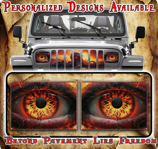 Fire eyes scales decals for YJ or 5x7 headlights