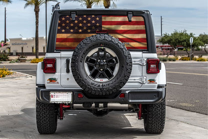 American flag Rear window see through graphic.