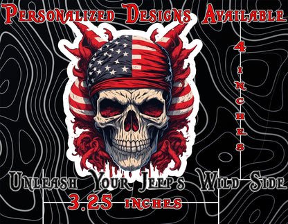 Skull with flag headband window sticker