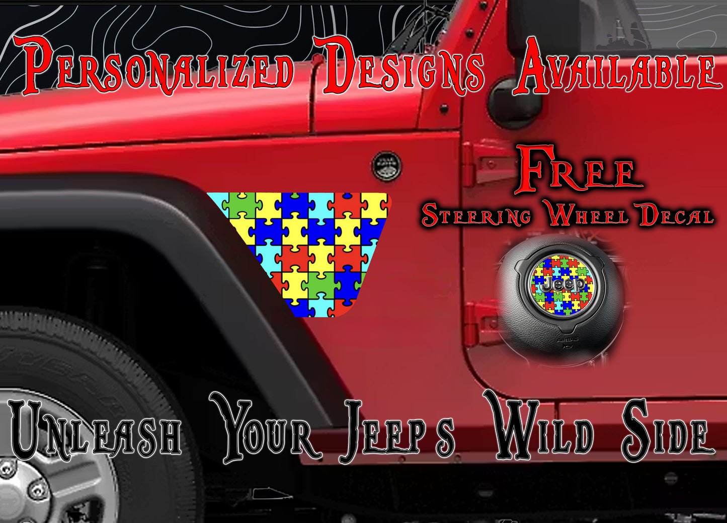 Autism awareness JK fender Decals fits 2007-2018