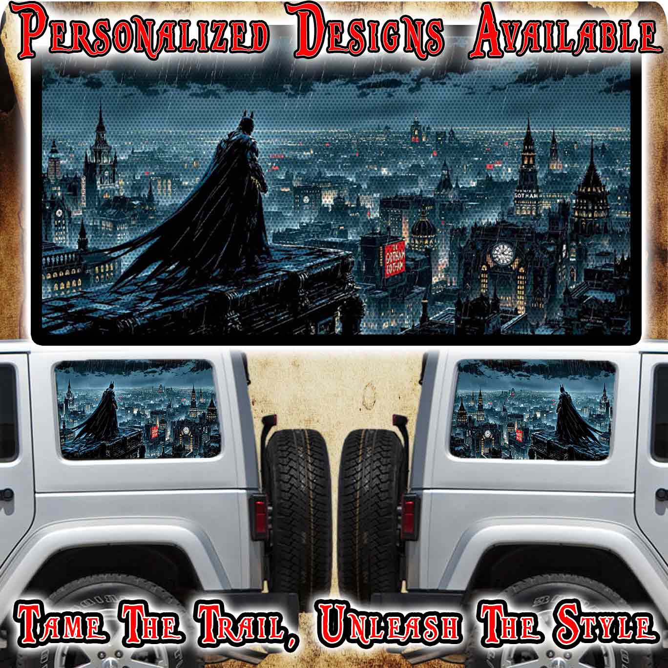 batman Rear quarter window see through graphic.