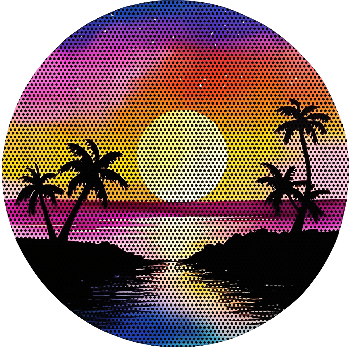 Beach Sunset round headlight decals