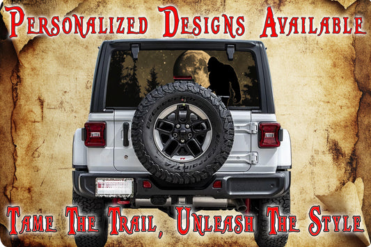 Bigfoot moon rear window see through graphic.