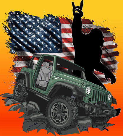 Bigfoot with flag Digitial download