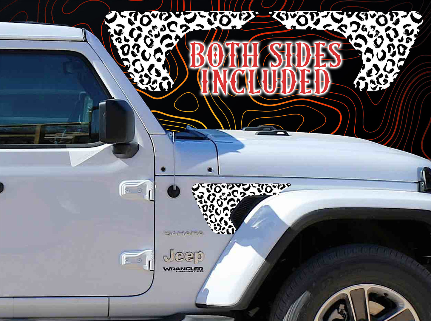 black and white Chetta print fender vent for the JL or JT 2018 or newer